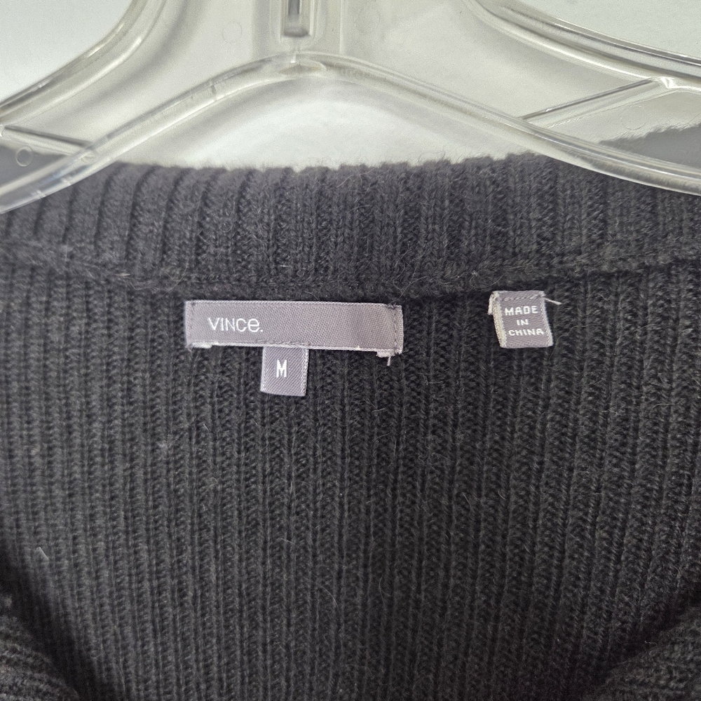 Vince Baby Alpaca Blend Black Convertible Collar Cardigan w/Pockets M - Picture 4 of 7